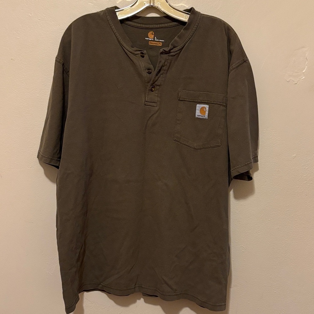 Carhartt Men's Dark Brown Short Sleeve Henley